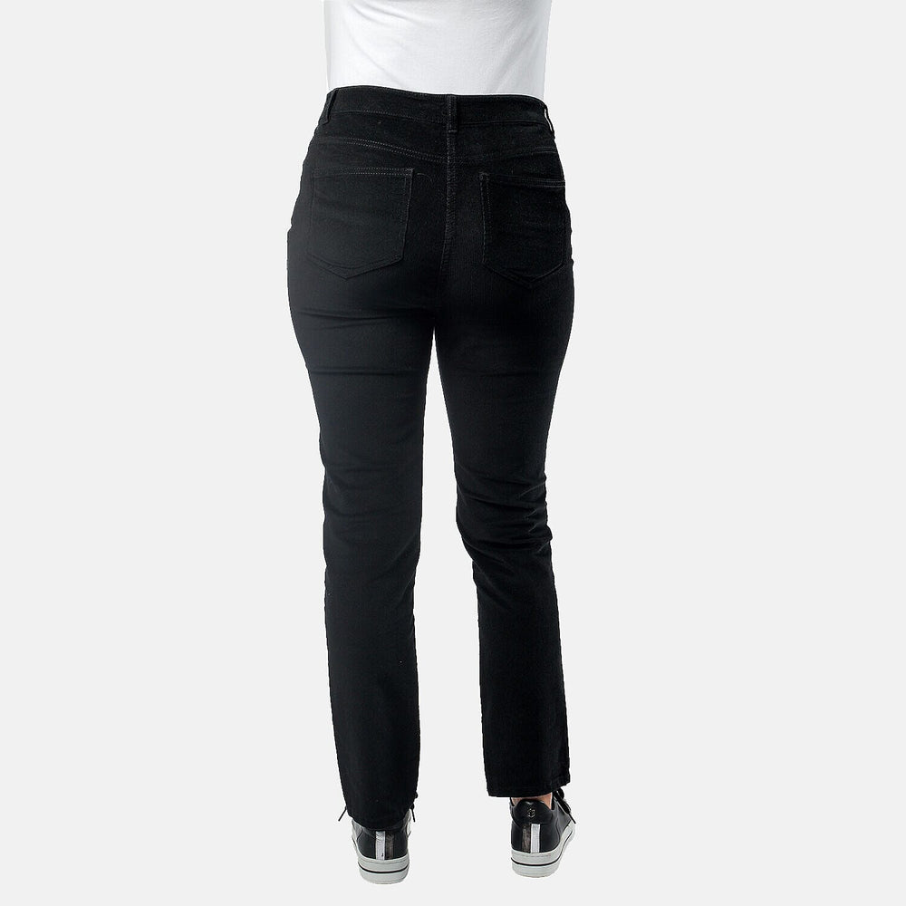 Tamsy Cotton Straight Leg Cord Trouser (Size 10 R) - Black