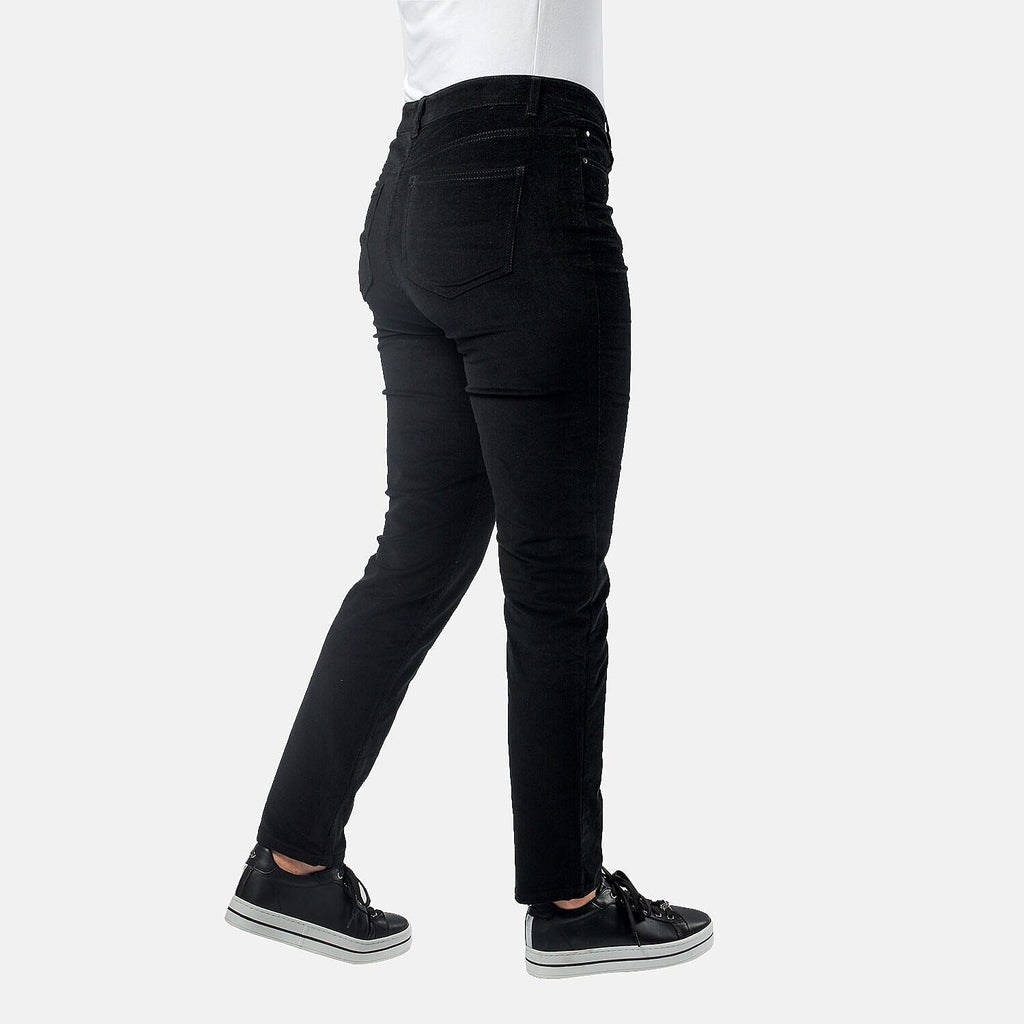 Tamsy Cotton Straight Leg Cord Trouser (Size 10 R) - Black