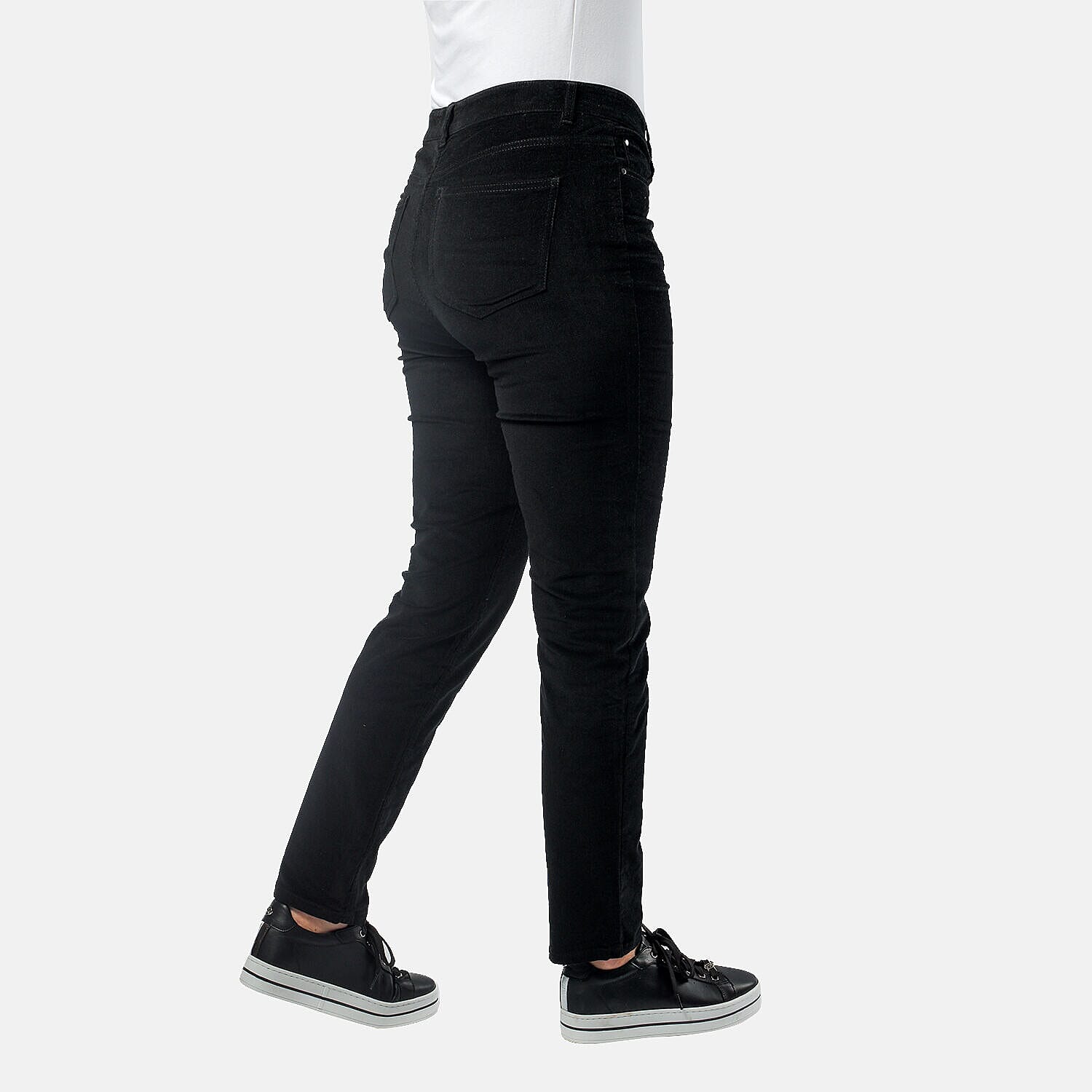 Tamsy Cotton Straight Leg Cord Trouser (Size 10 R) - Black