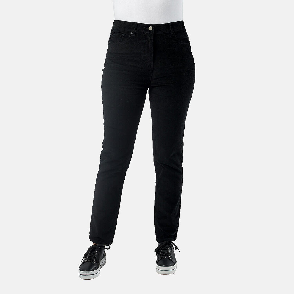Tamsy Cotton Straight Leg Cord Trouser (Size 18 R) - Black