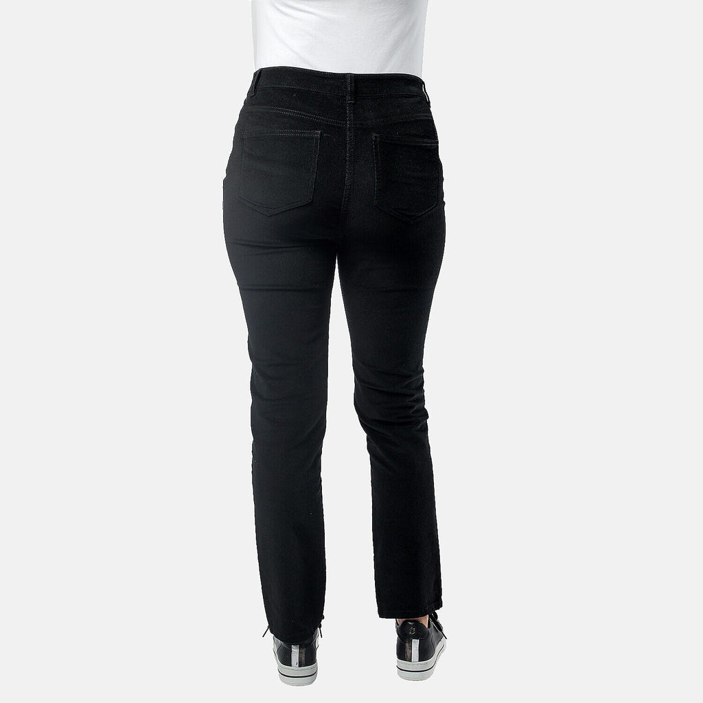 Tamsy Cotton Straight Leg Cord Trouser (Size 18 R) - Black