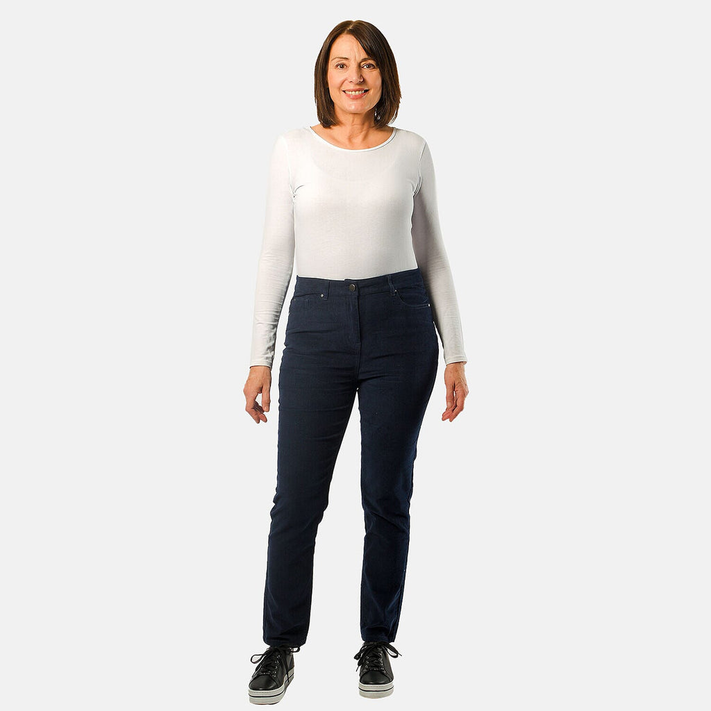 Tamsy Cotton Straight Leg Cord Trouser (Size 12 R) - Navy