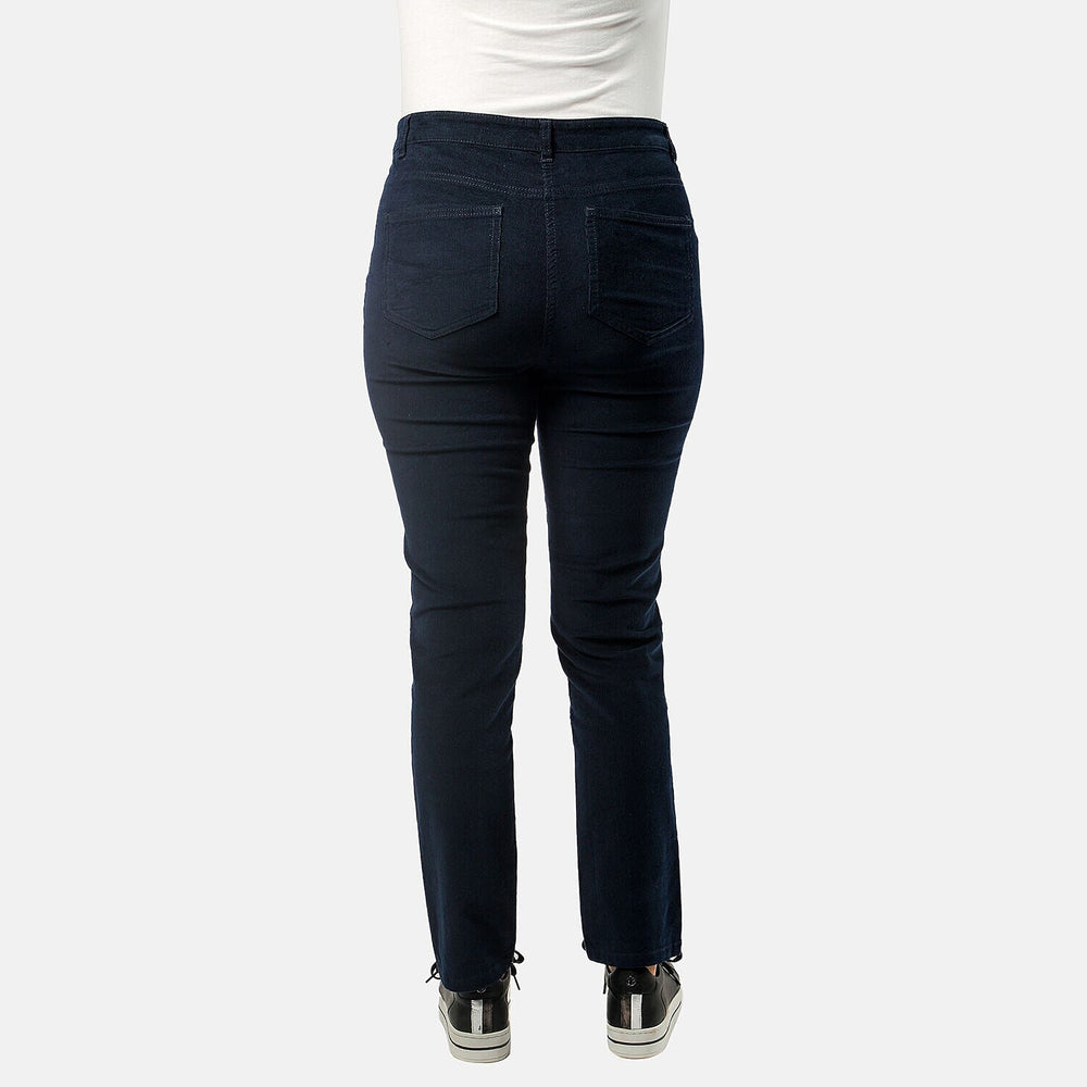 Tamsy Cotton Straight Leg Cord Trouser (Size 16 R) - Navy