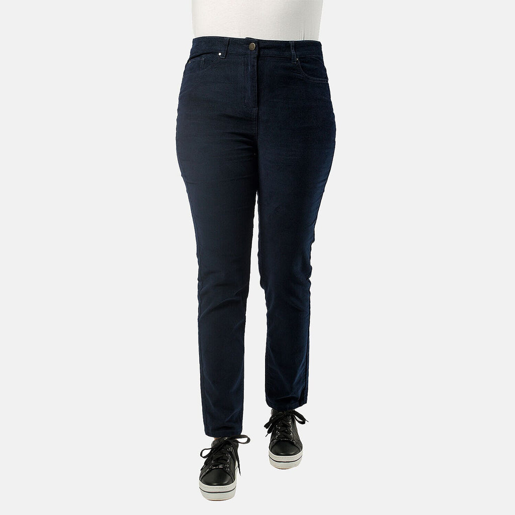 Tamsy Cotton Straight Leg Cord Trouser (Size 26 R) - Navy
