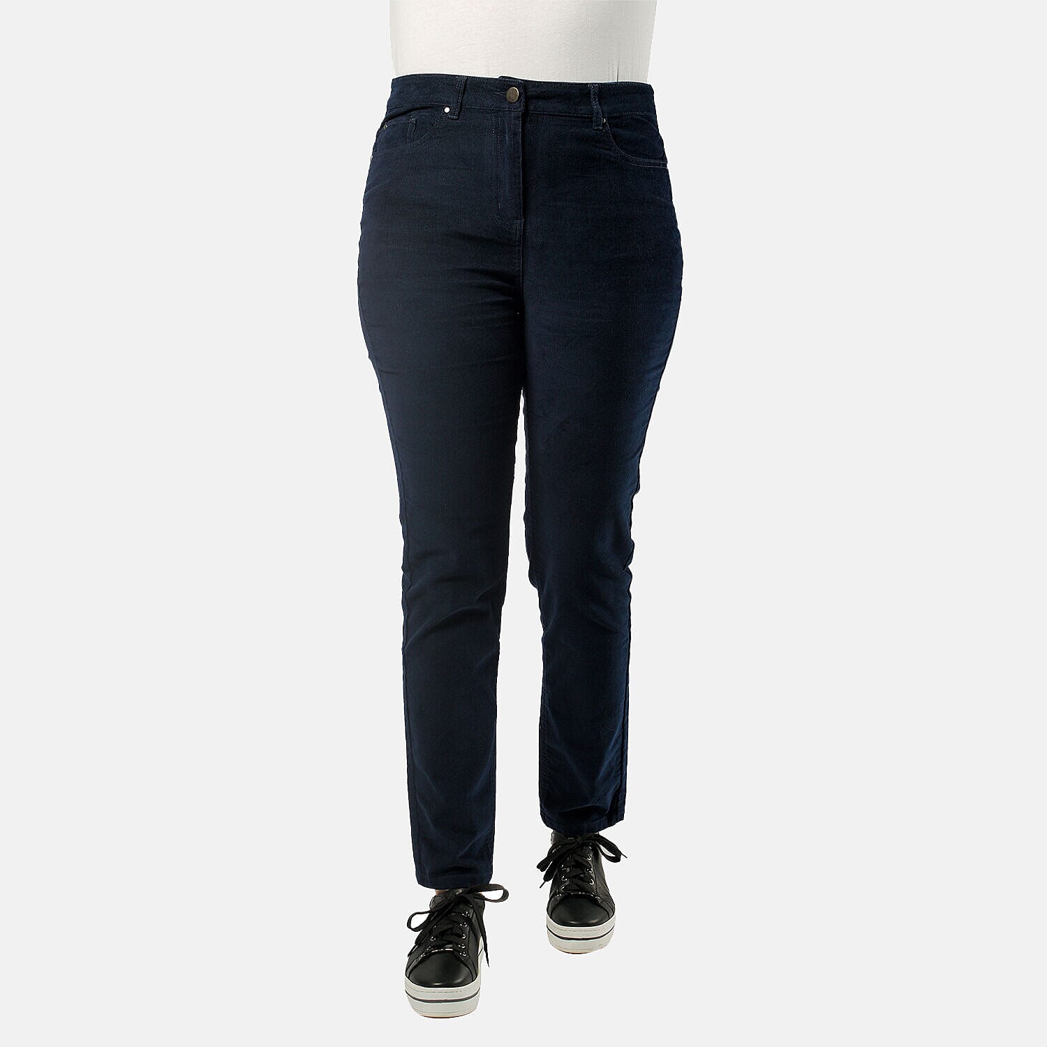 Tamsy Cotton Straight Leg Cord Trouser (Size 26 R) - Navy