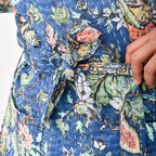 LA MAREY 100% Cotton Printed Kantha Kimono (One Size) - Navy