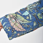 LA MAREY 100% Cotton Printed Kantha Kimono (One Size) - Navy
