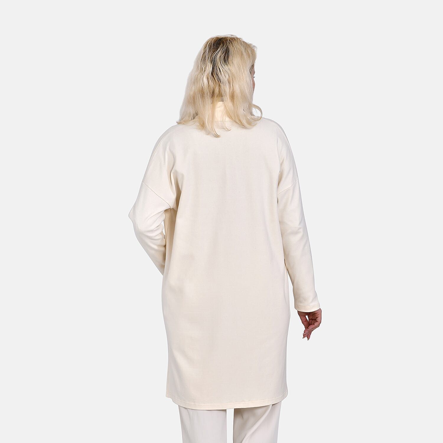 Tamsy 60% Cotton Blend Jersey Cardigan (One Size, 8-20) - Cream