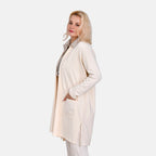 Tamsy 60% Cotton Blend Jersey Cardigan (One Size, 8-20) - Cream