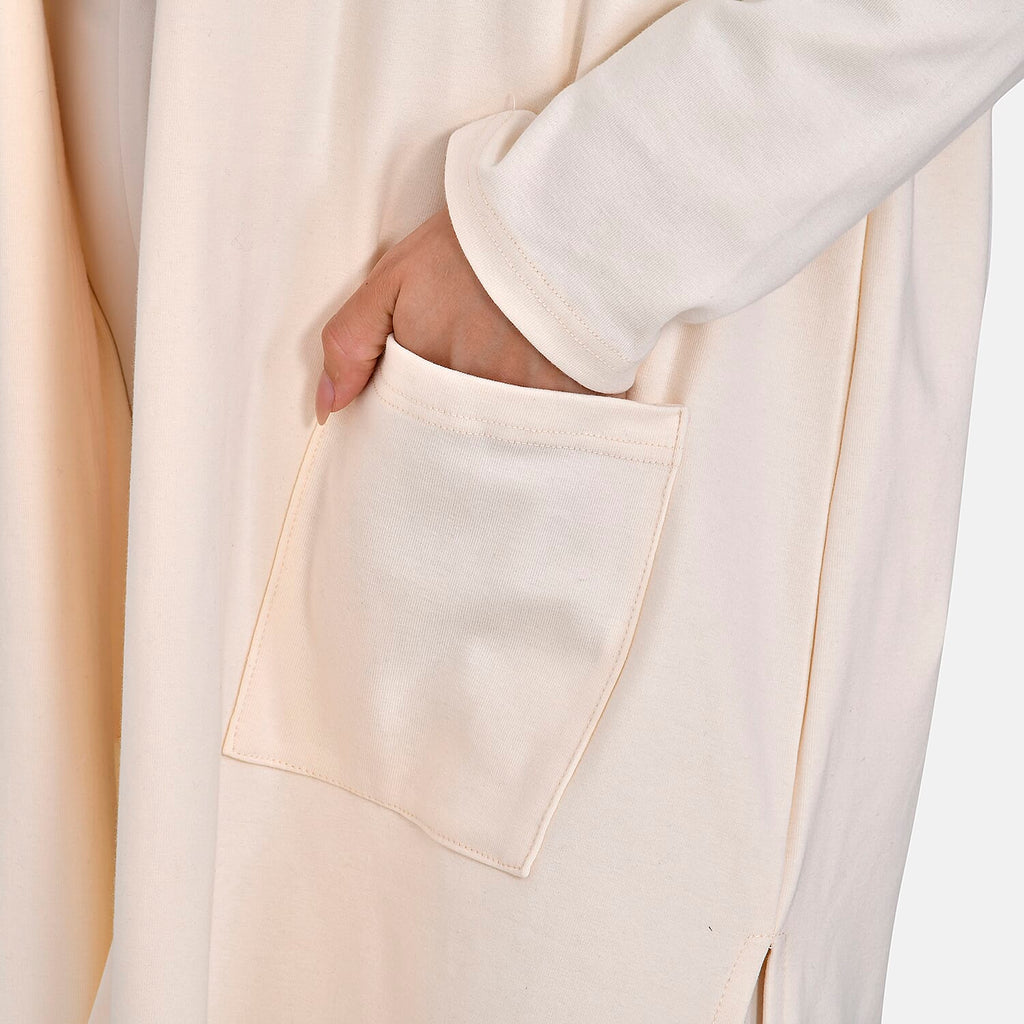 Tamsy 60% Cotton Blend Jersey Cardigan (One Size, 8-20) - Cream