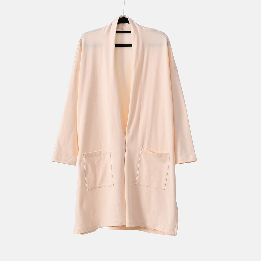 Tamsy 60% Cotton Blend Jersey Cardigan (One Size, 8-20) - Cream