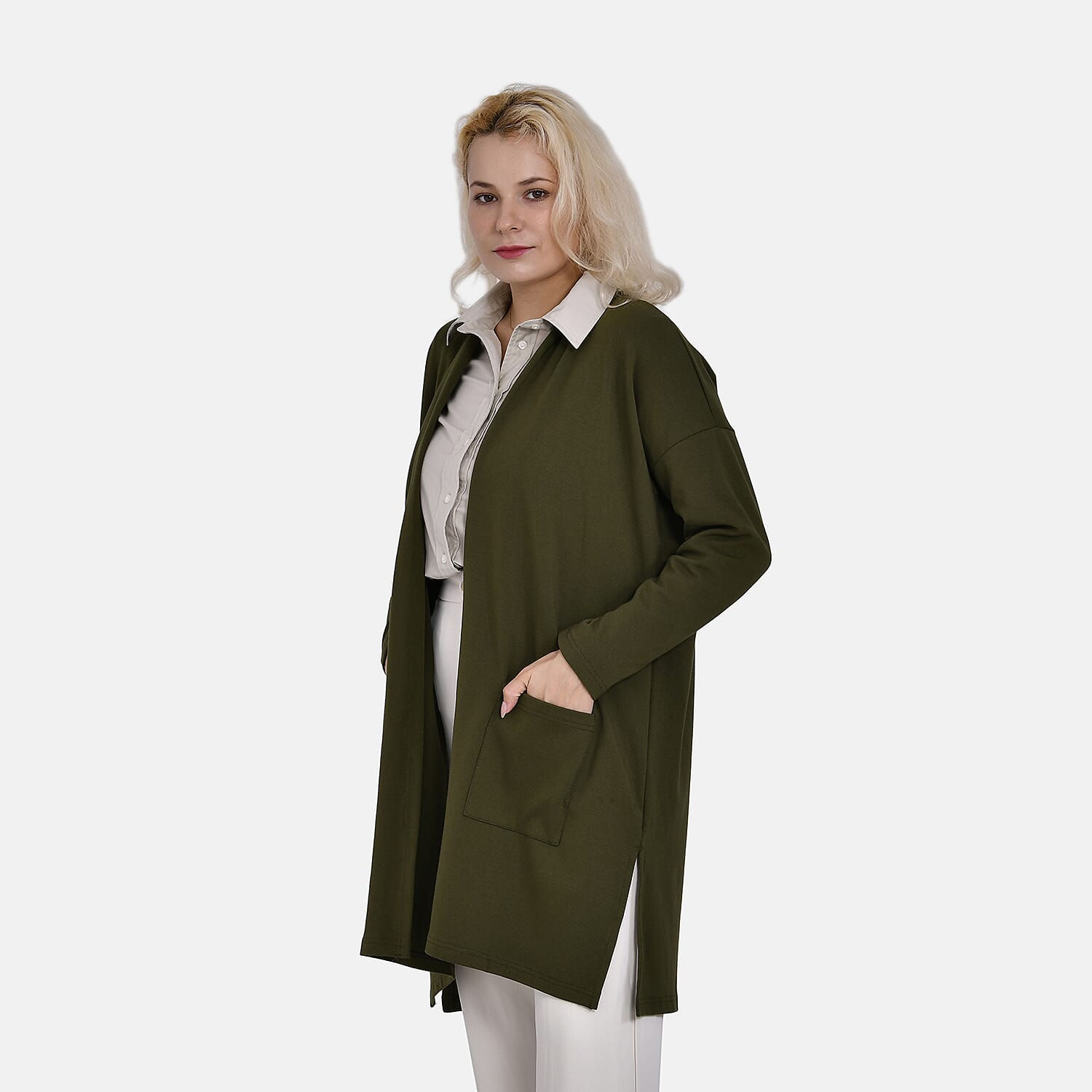 TAMSY Cotton Blend Cardigan (One Size) - Green