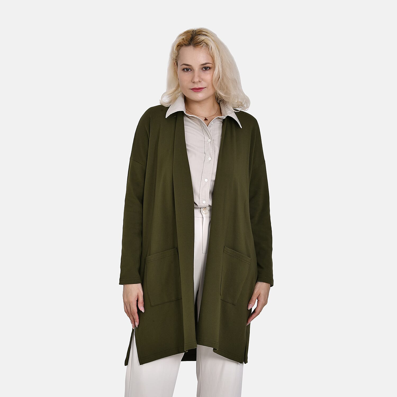 TAMSY Cotton Blend Cardigan (One Size) - Green