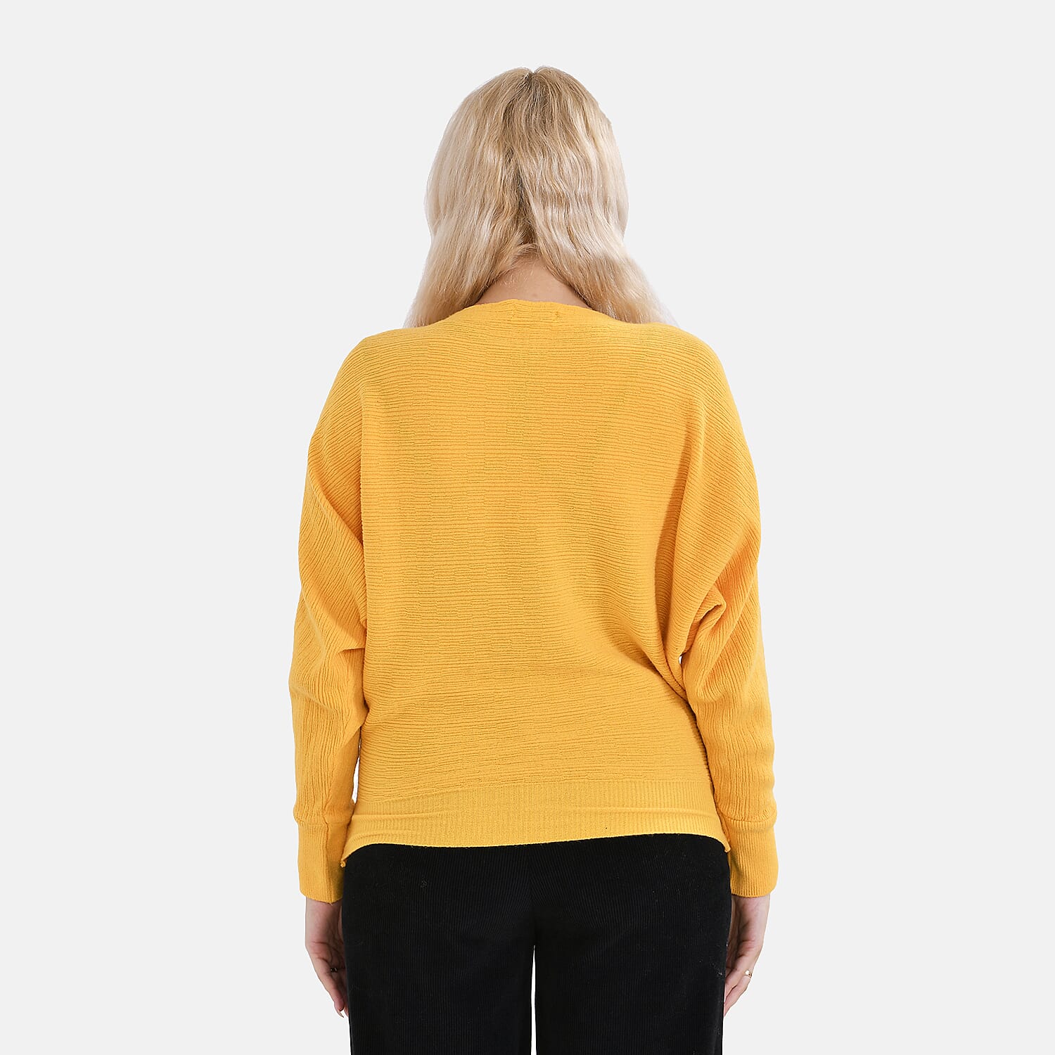Autumn Lifestyle Deal -Tamsy Cotton Solid Bat Sleeve Sweater (One Size 8 to 20) - Yellow