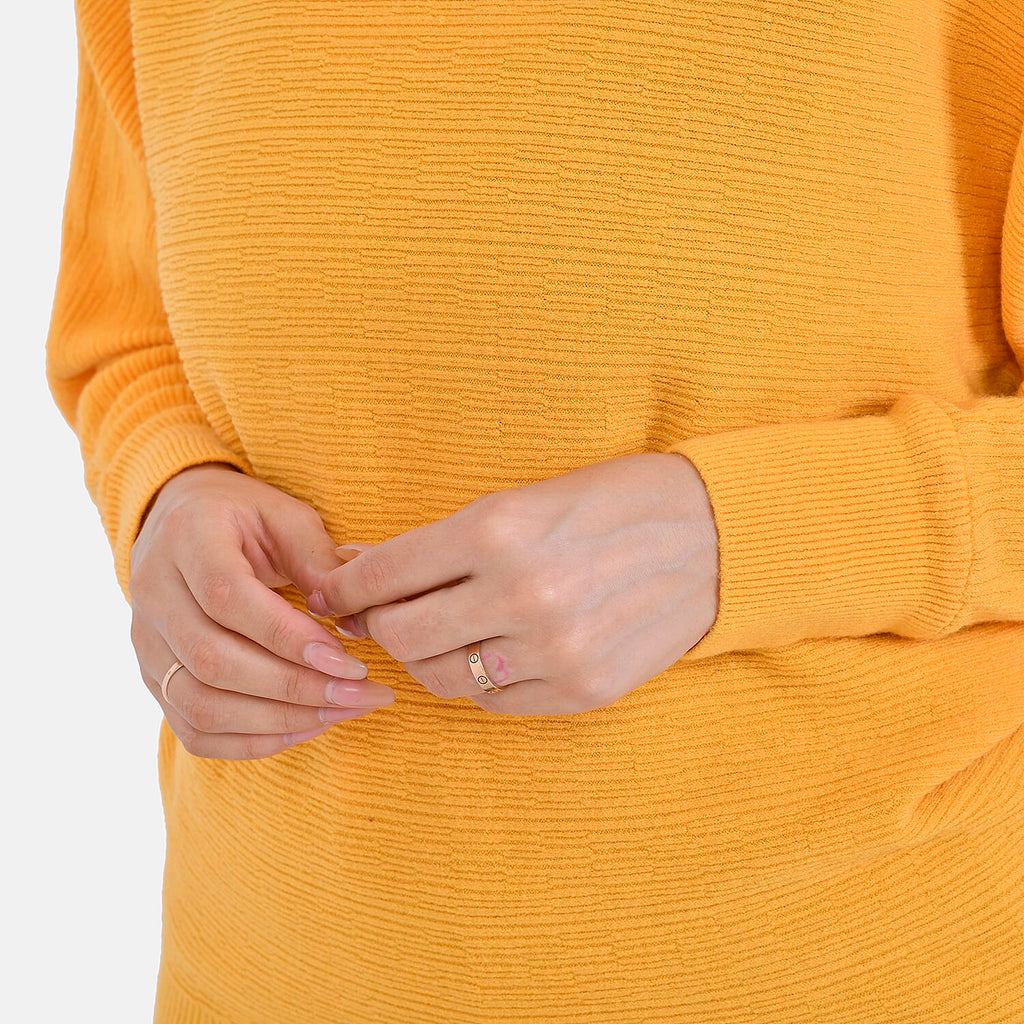 Autumn Lifestyle Deal -Tamsy Cotton Solid Bat Sleeve Sweater (One Size 8 to 20) - Yellow