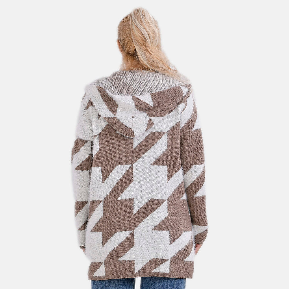 Tamsy Cozy Winter Coatigan with Hoodie (Size 8 to 20) - White & Maroon