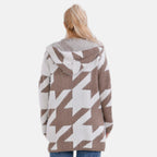 Tamsy Cozy Winter Coatigan with Hoodie (Size 8 to 20) - White & Maroon