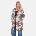 Tamsy Cozy Winter Coatigan with Hoodie (Size 8 to 20) - White & Maroon