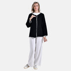 Tamsy Blanket Stitch Jacket (One Size) - Black & White