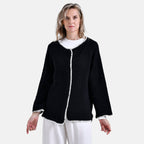Tamsy Blanket Stitch Jacket (One Size) - Black & White