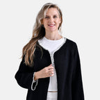 Tamsy Blanket Stitch Jacket (One Size) - Black & White