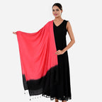 Tamsy Dual Shade Ombre Stole (Size 210 x 70 cm) - Rose Red & Black