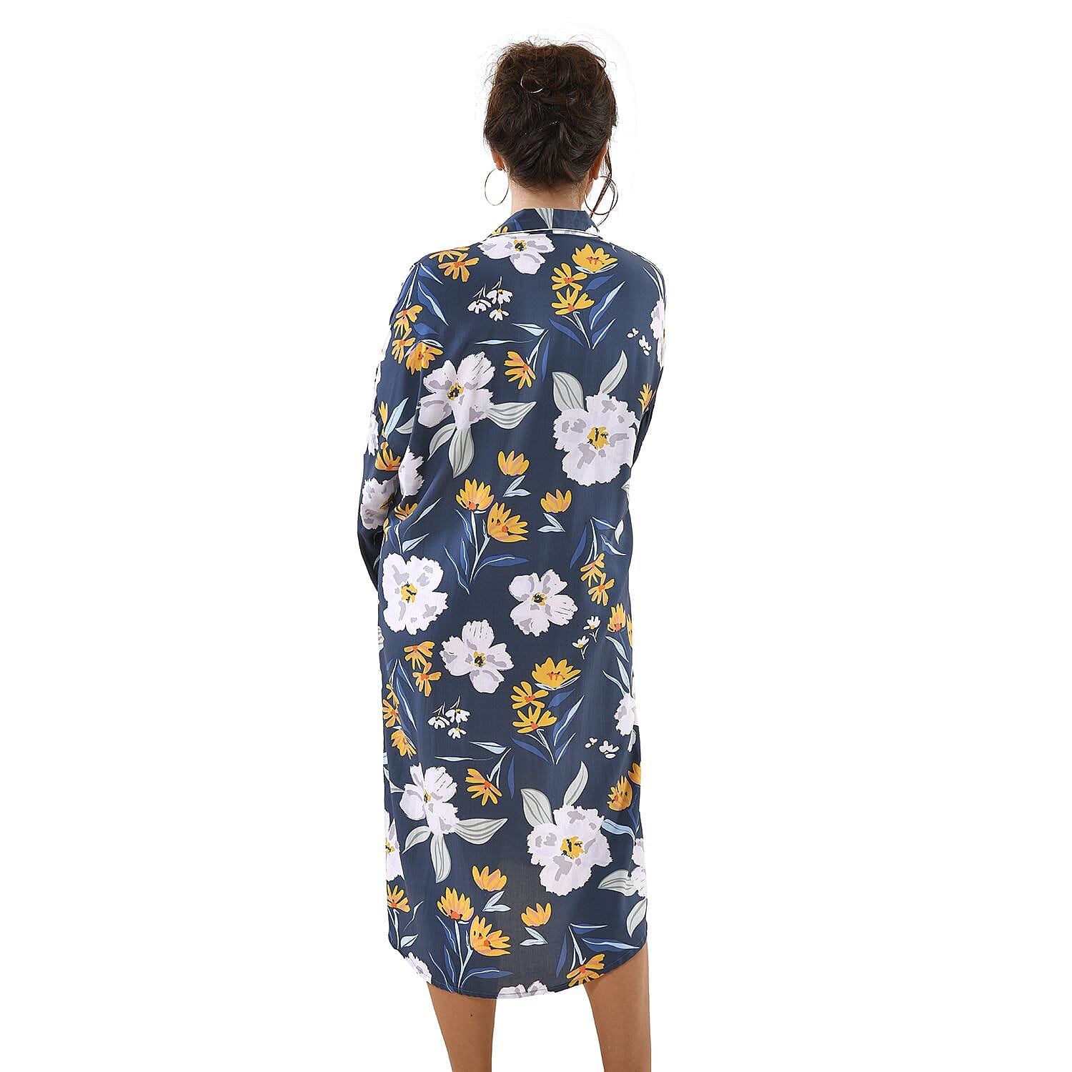 100% Viscose Floral Pattern Loungewear (Size 8-22) - Navy
