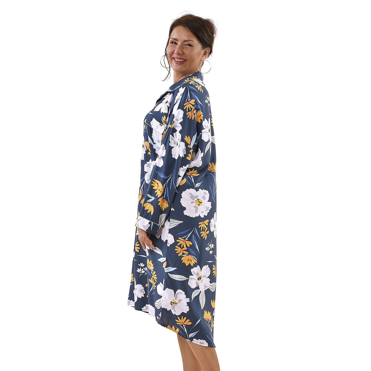 100% Viscose Floral Pattern Loungewear (Size 8-22) - Navy