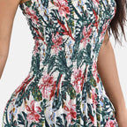 Tamsy Floral Printed Smock Dress (One Size Curve, 20-26) - Green
