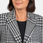 Houndstooth Pattern Longline Coat (Size 16, Length - 115.6cm) 20% Wool Blend - Black & White