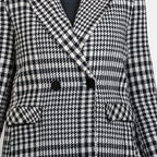 Houndstooth Pattern Longline Coat (Size 16, Length - 115.6cm) 20% Wool Blend - Black & White