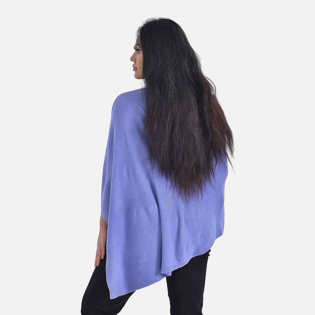 TAMSY Knitted Cape Irregular Cut (One Size) - Blue