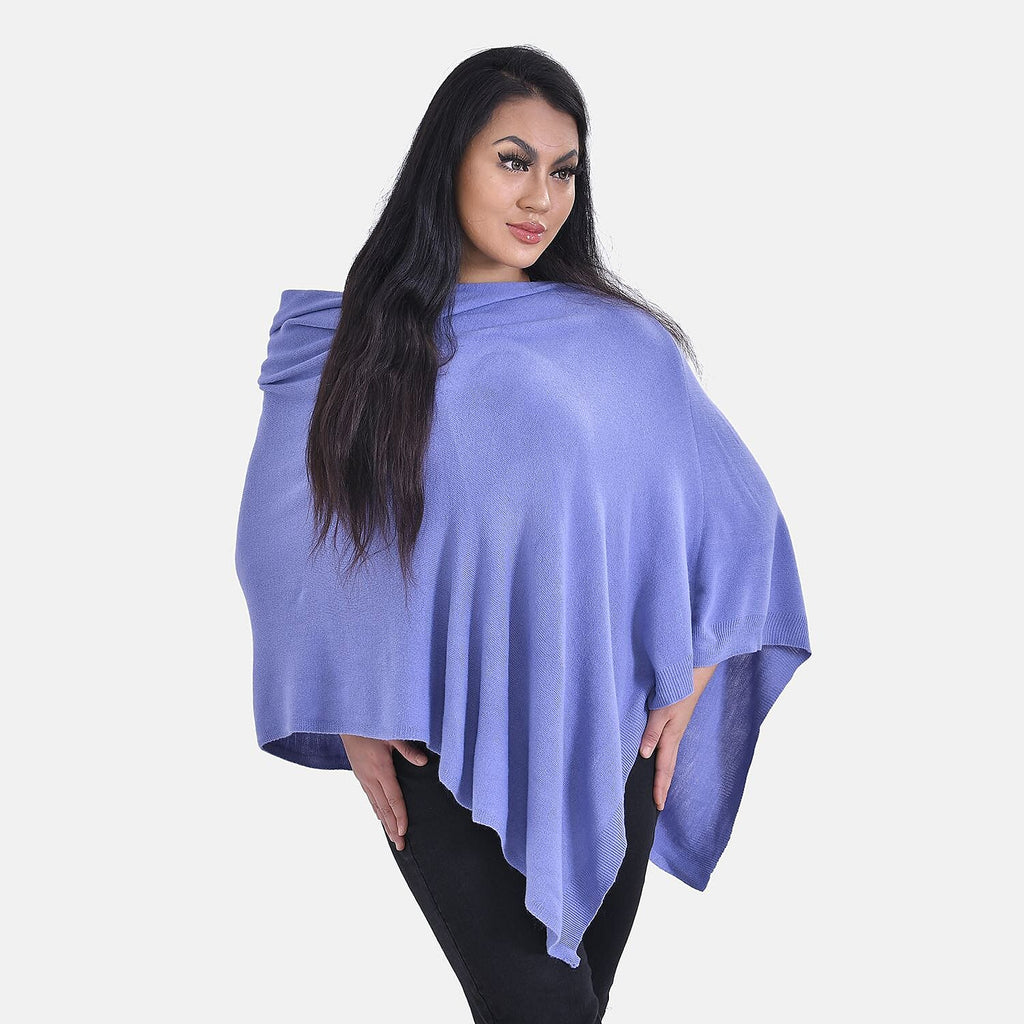 TAMSY Knitted Cape Irregular Cut (One Size) - Blue