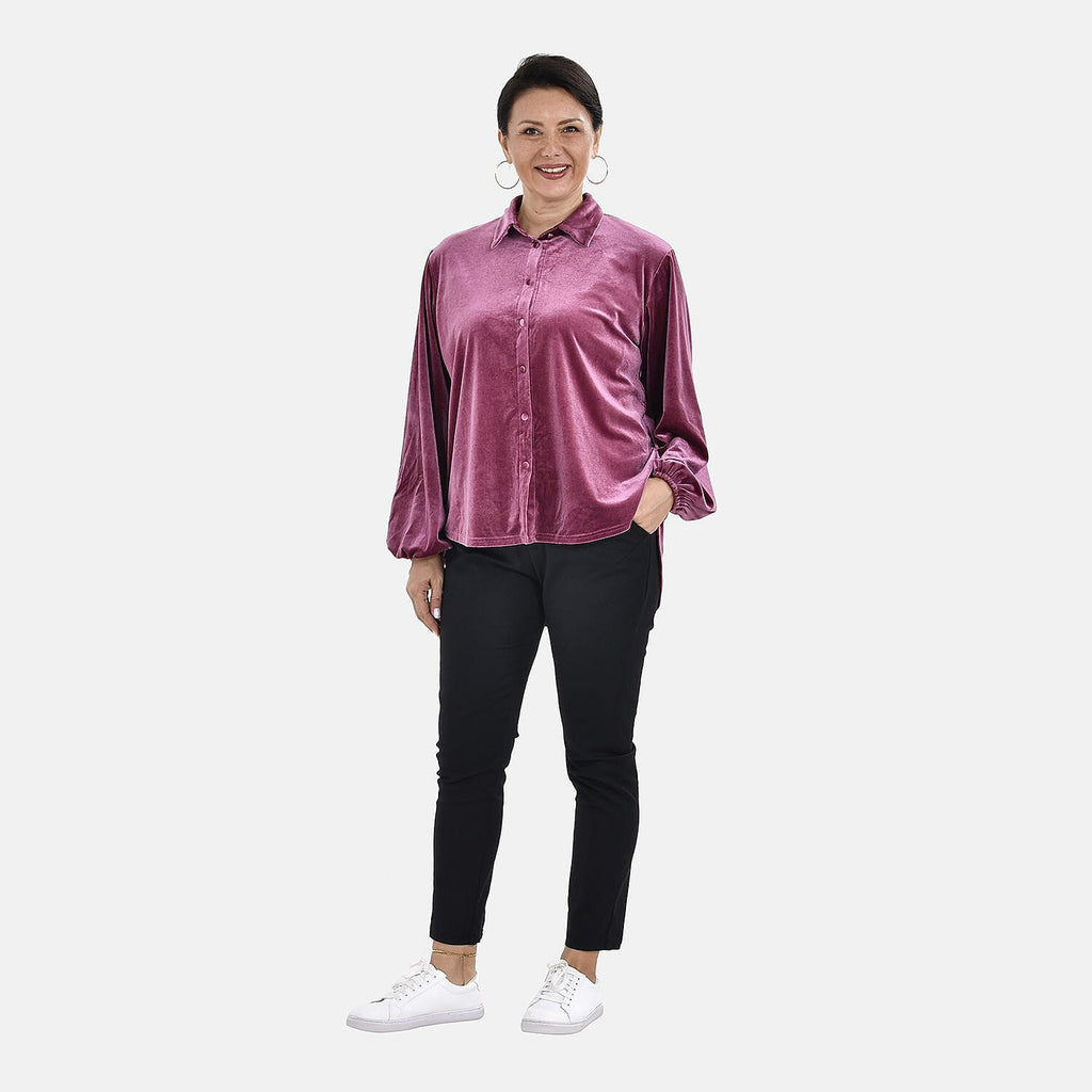 First Time Launch - Classic Purple Velour Shirt (Size M, 12-14)