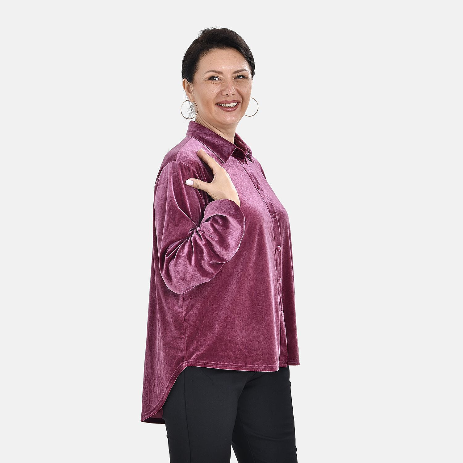 First Time Launch - Classic Purple Velour Shirt (Size M, 12-14)