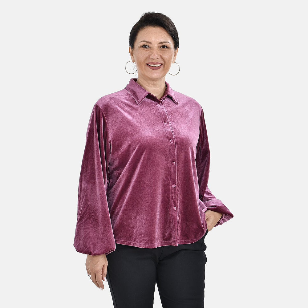 First Time Launch - Classic Purple Velour Shirt (Size M, 12-14)