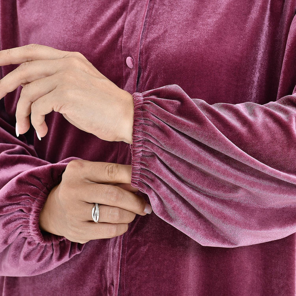 First Time Launch - Classic Purple Velour Shirt (Size M, 12-14)