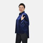 First Time Launch - Classic Blue Velour Shirt (Size XXL, 24 - 26)