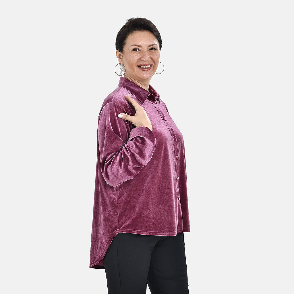 First Time Launch - Classic Purple Velour Shirt (Size XXL, 24 - 26)