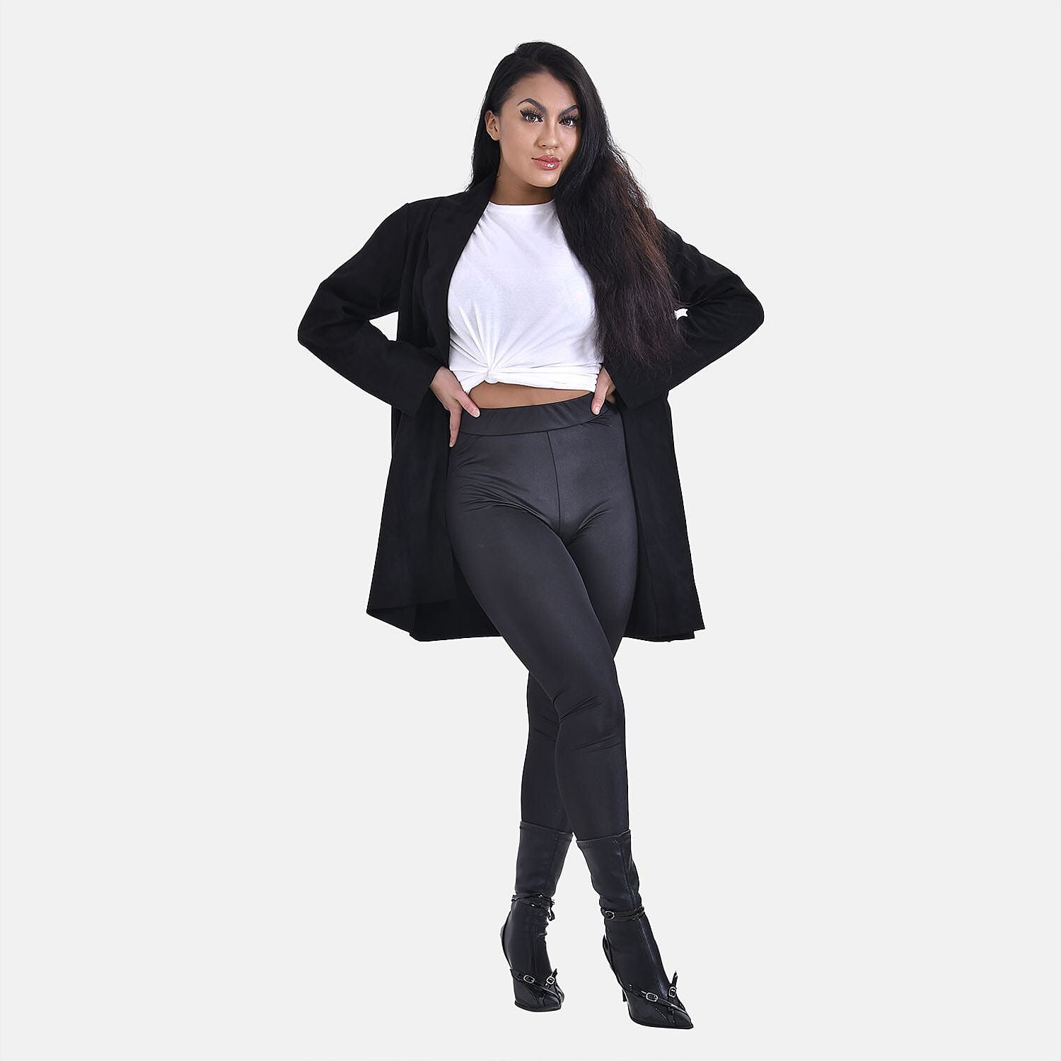 Leggings with Sheen Finish (Size S) - Black