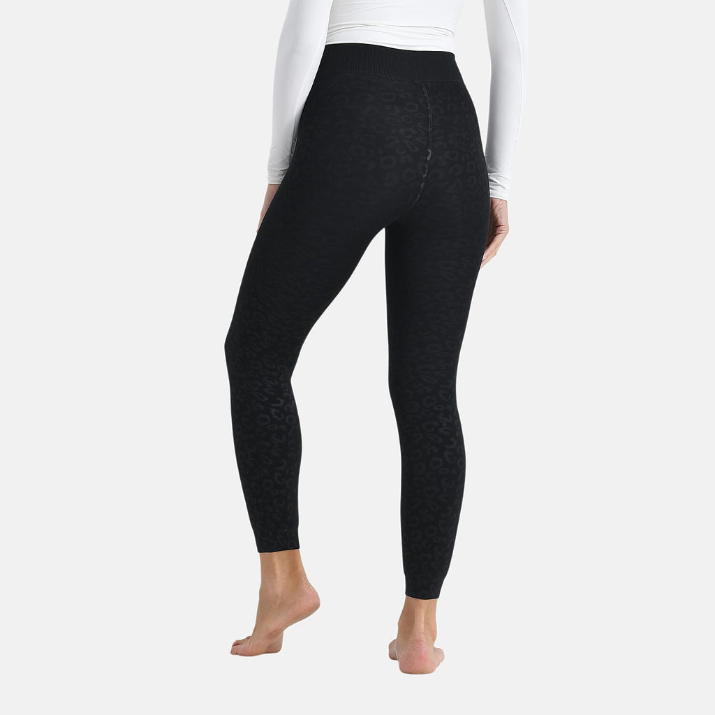 Tamsy Leopard Embossed Faux Fur Leggings (Size M) - Black