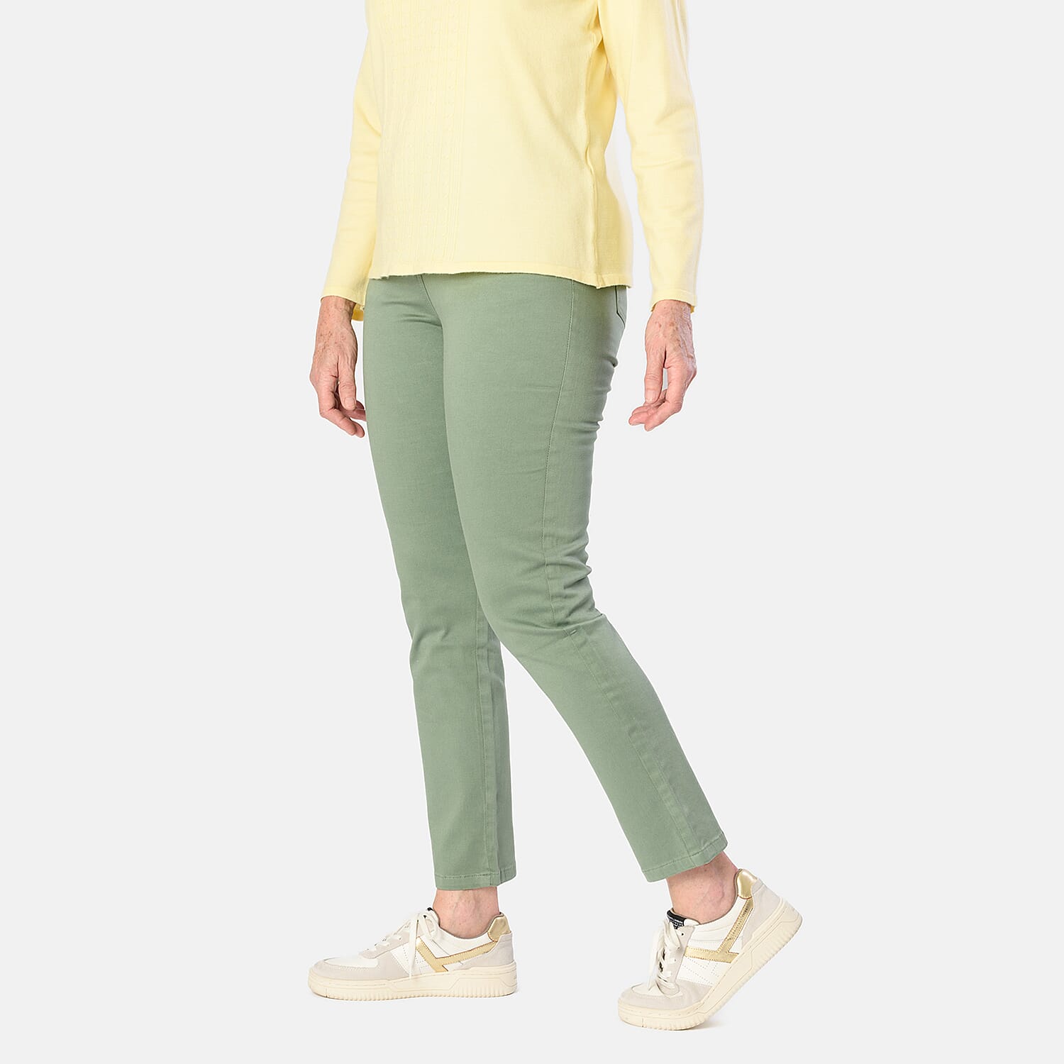 Tamsy Cotton Stretch Twill Jean (Size 14) - Khaki