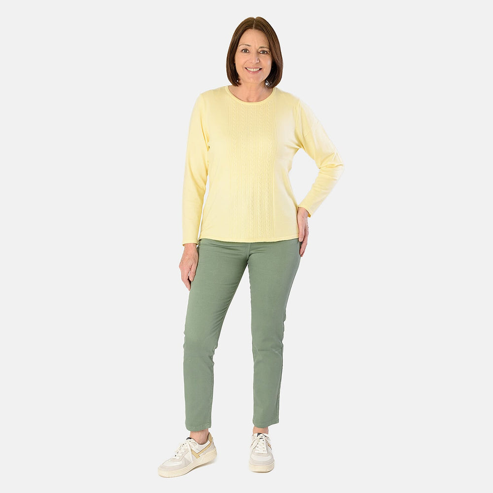 Tamsy Cotton Stretch Twill Jean (Size 14) - Khaki