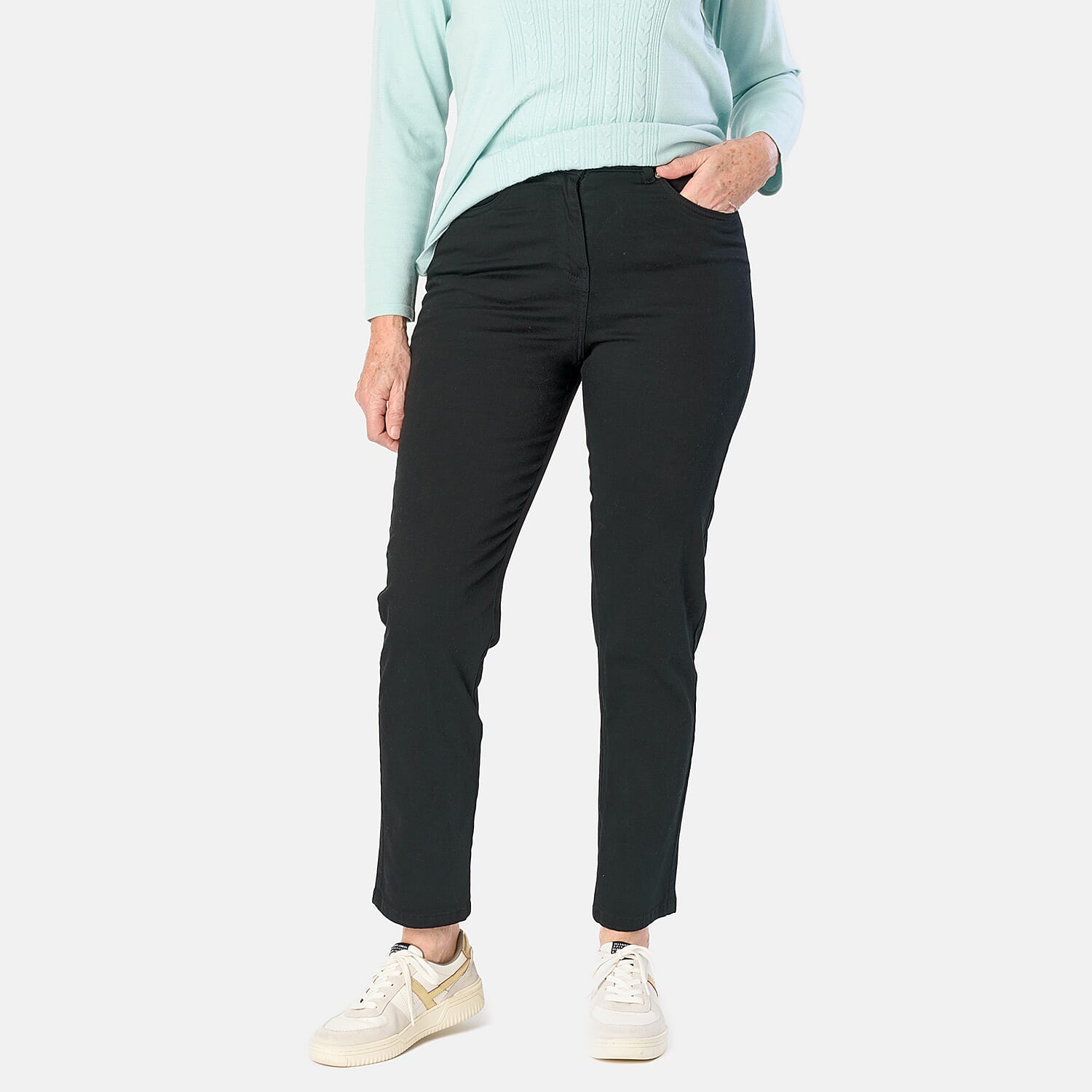 Tamsy Cotton Stretch Twill Jean (Size 16) - Black