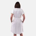 Tamsy Linen Blend Belted Dress (Size XL,20-22) - White