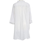 TAMSY Linen Blend Long Line Roll Up Sleeve Blouse (Size XL) - White