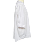 TAMSY Linen Blend Long Line Roll Up Sleeve Blouse (Size XL) - White