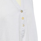 TAMSY Linen Blend Long Line Roll Up Sleeve Blouse (Size XL) - White