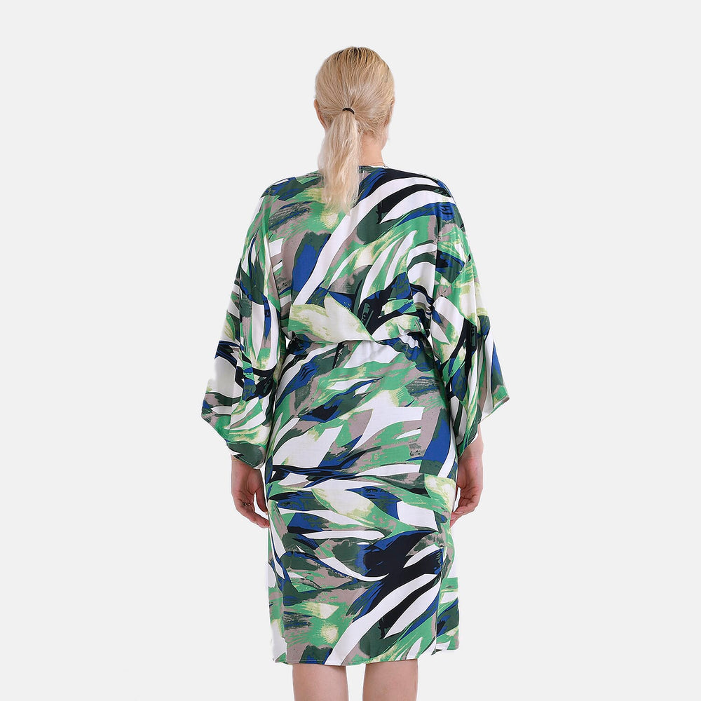 Viscose Exclusive Abstract Multi-Pattern - Tie Waist Kimono (One Size)