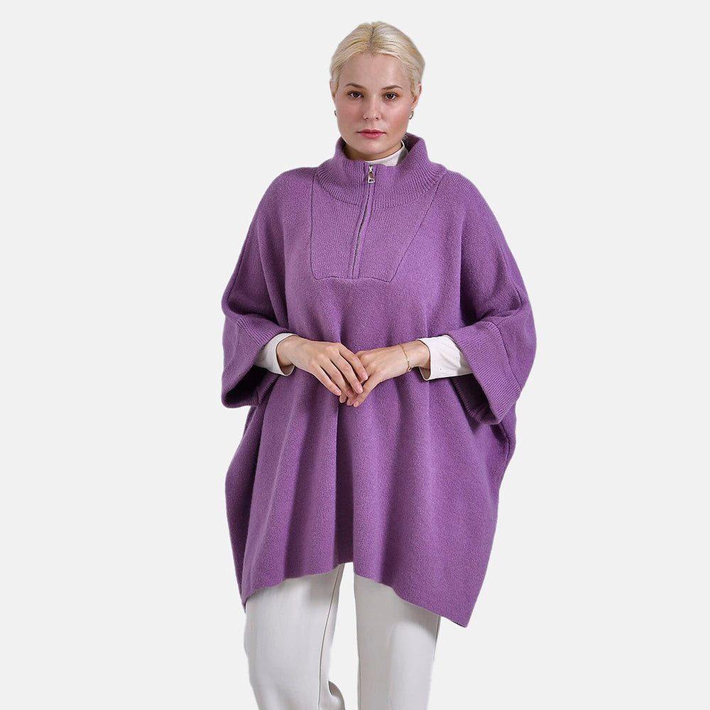 Tamsy Turtle-Neck Half Sleeves Jumper (Size - One Size) - Purple